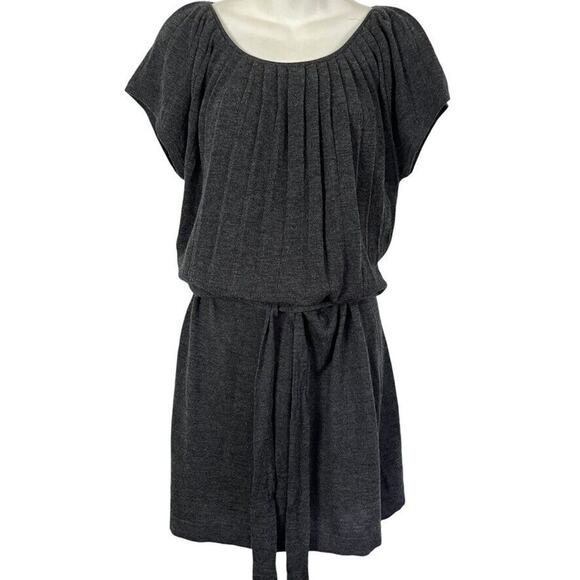 Ann Taylor Loft Womens Gray Wool Blend Pleated Blouson Sweater Dress Knit sz M - Picture 1 of 16